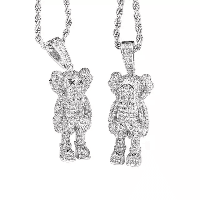 Kaws iced Out Silver Pendant - ProjektStreet®