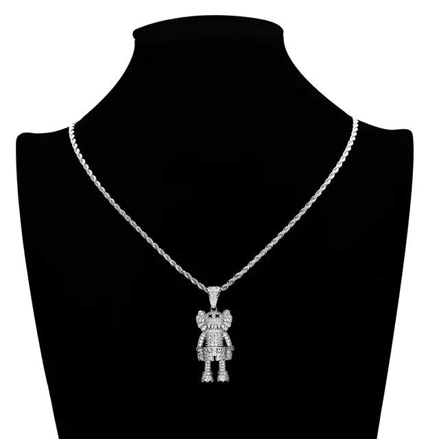 Kaws iced Out Silver Pendant - ProjektStreet®