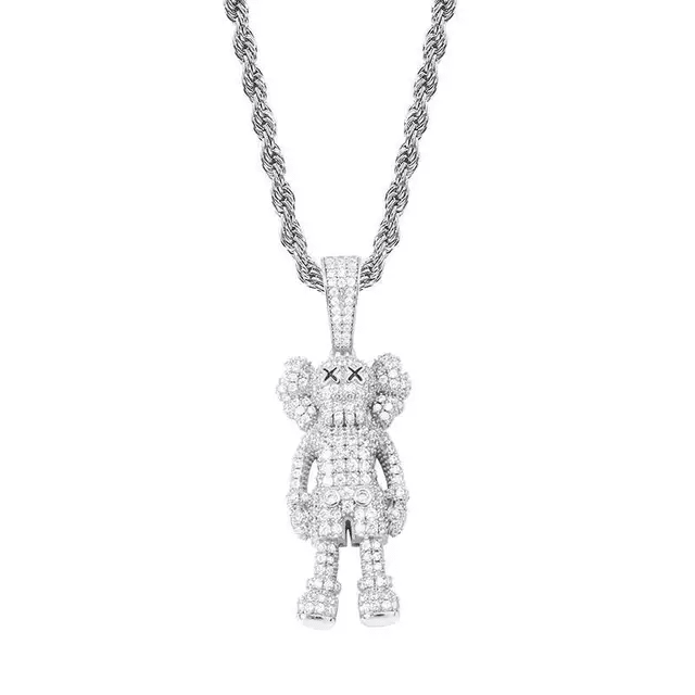 Kaws iced Out Silver Pendant - ProjektStreet®