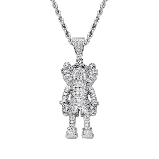 Kaws iced Out Silver Pendant - ProjektStreet®