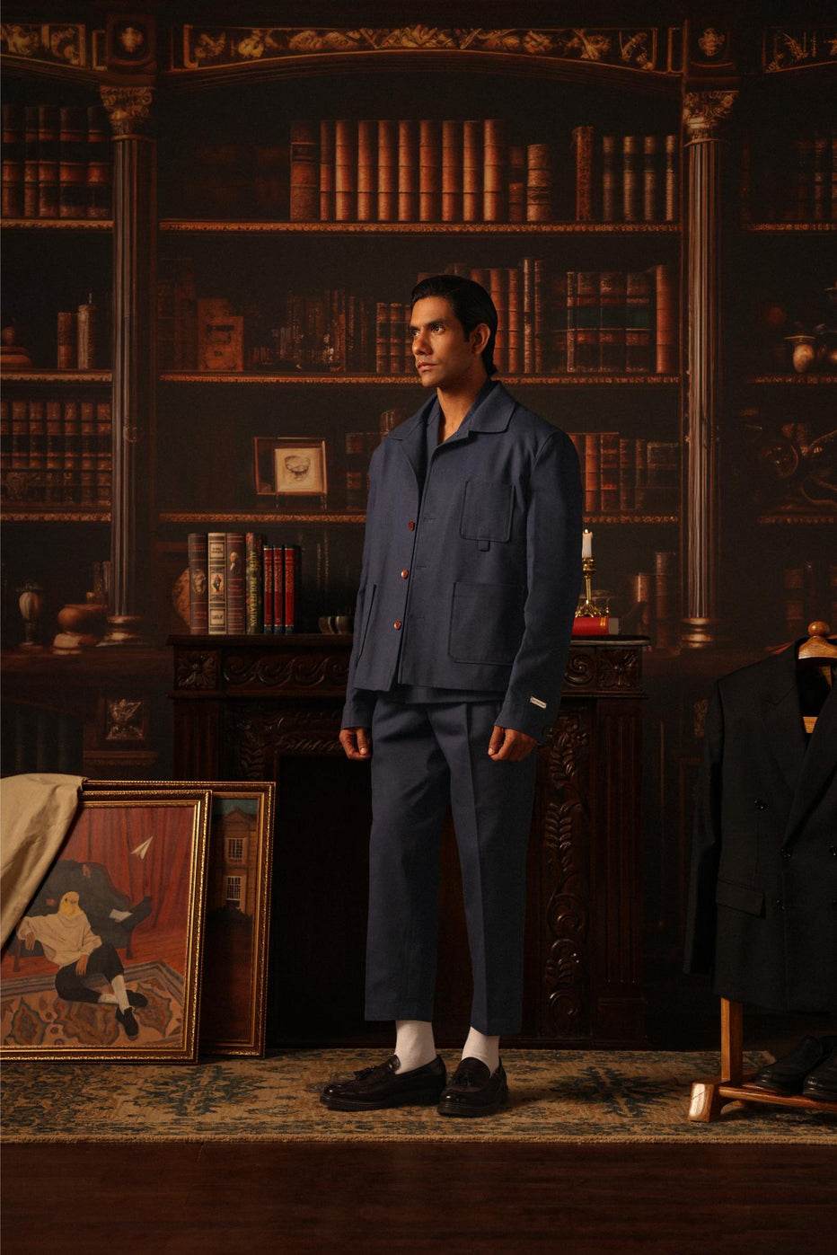 Double Pleated Trousers- Indigo - ProjektStreet®