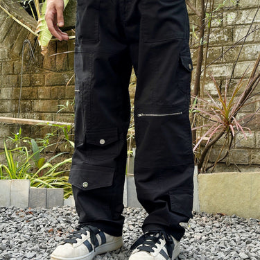 PANTALON CARGO ÉRAGÉ EN NOIR