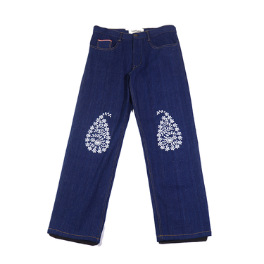 Blue Embroidered Denim