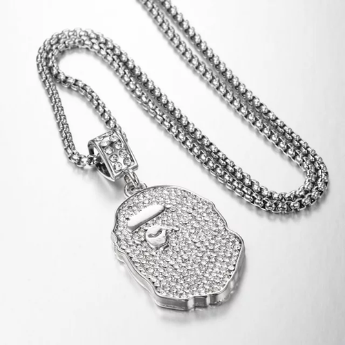 A BATHING APE ICED OUT PENDANT-SILVER