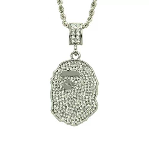 A BATHING APE ICED OUT PENDANT-SILVER