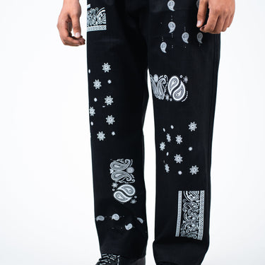 Black Block Paisley Jeans