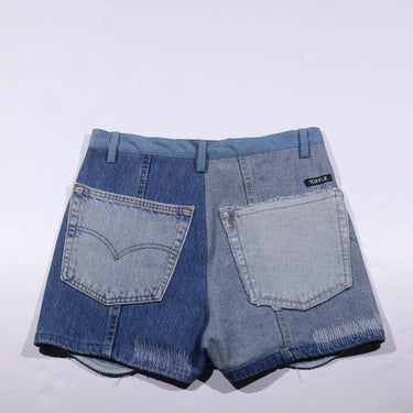 Short en jean bleu taille haute