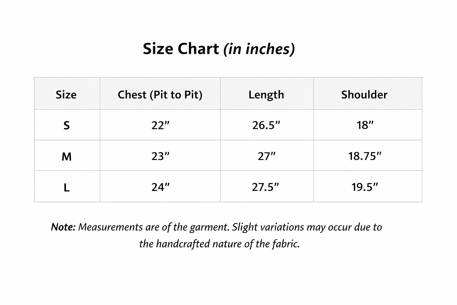 Size Chart