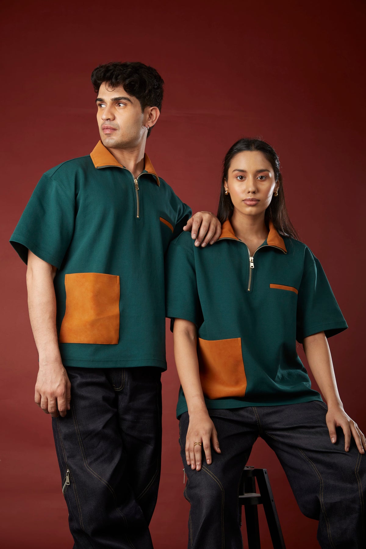Zipper Oversized Polo T-shirt