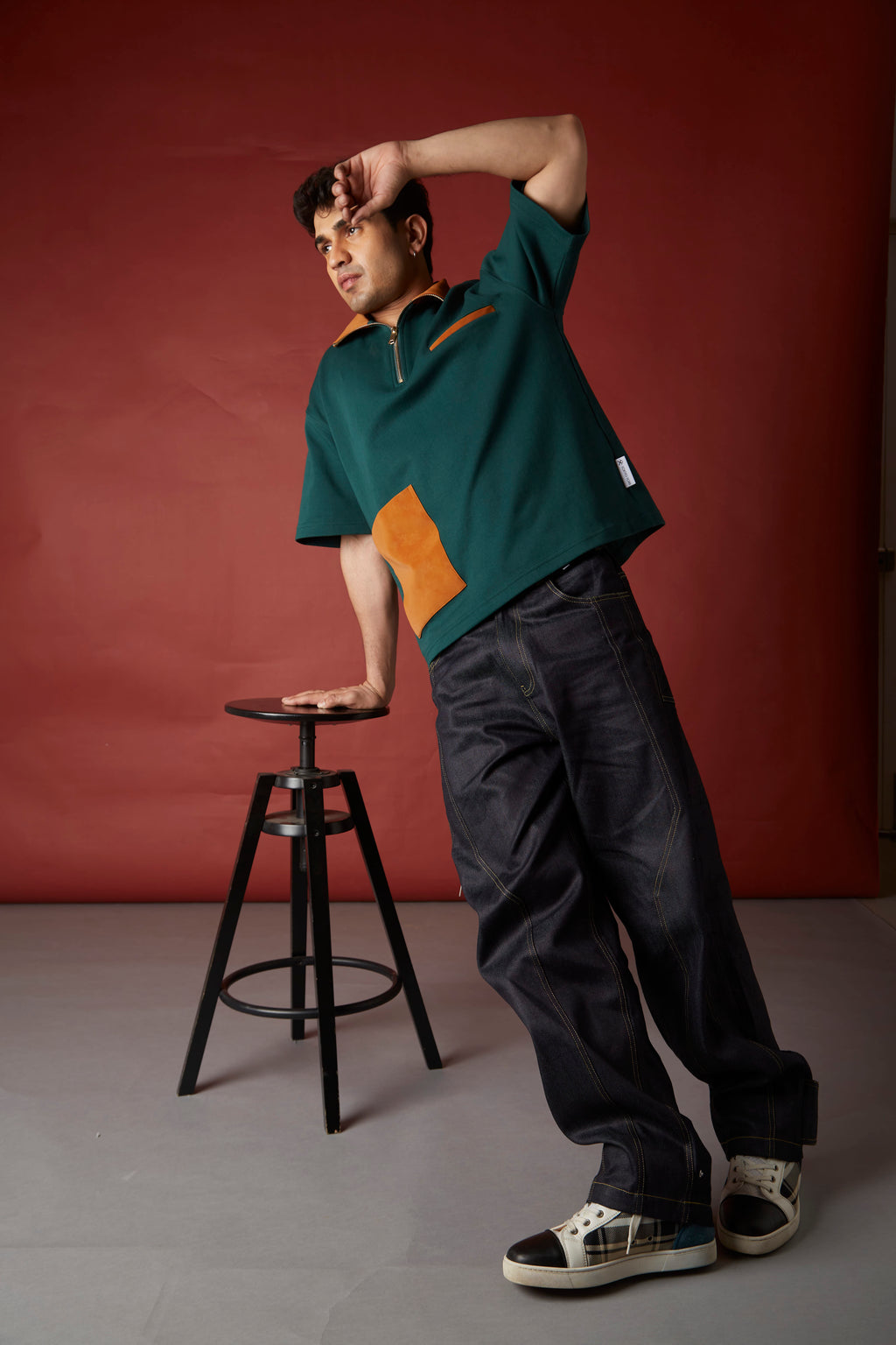 Zipper Oversized Polo T-shirt