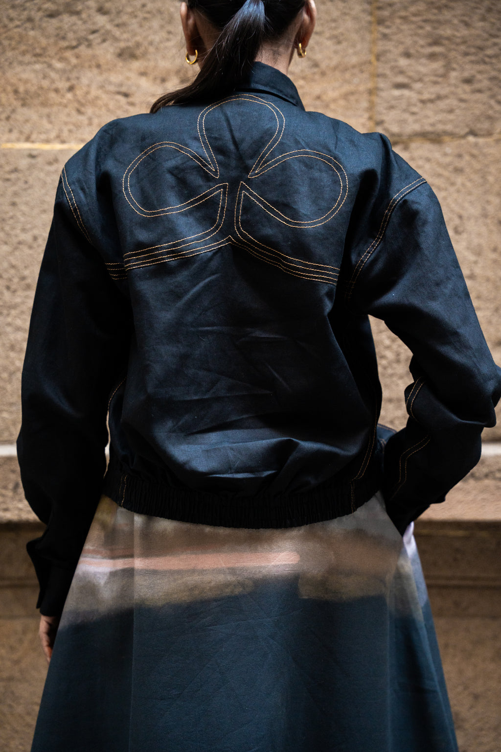 Women's Belly Open Black Shirt