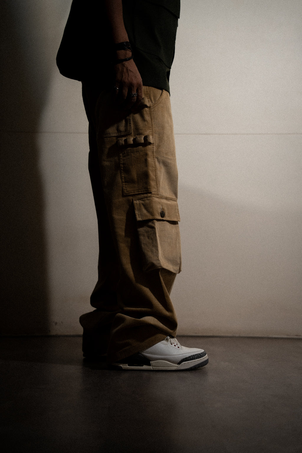 Cream Corduroy Carpenter Pants