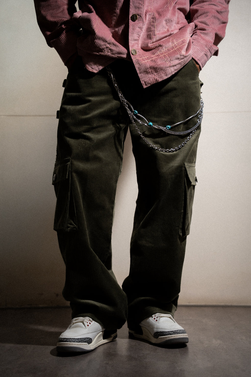 Olive Corduroy Carpenter Pants