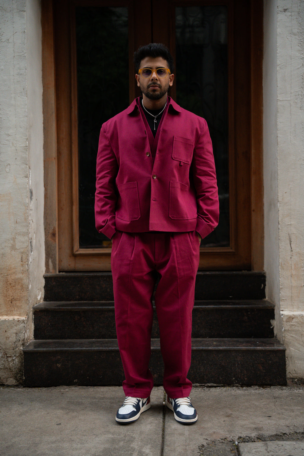 Magenta Double Pleated Trousers