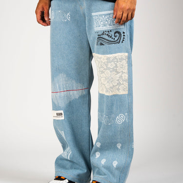 Light Blue Paisley Patch Denim