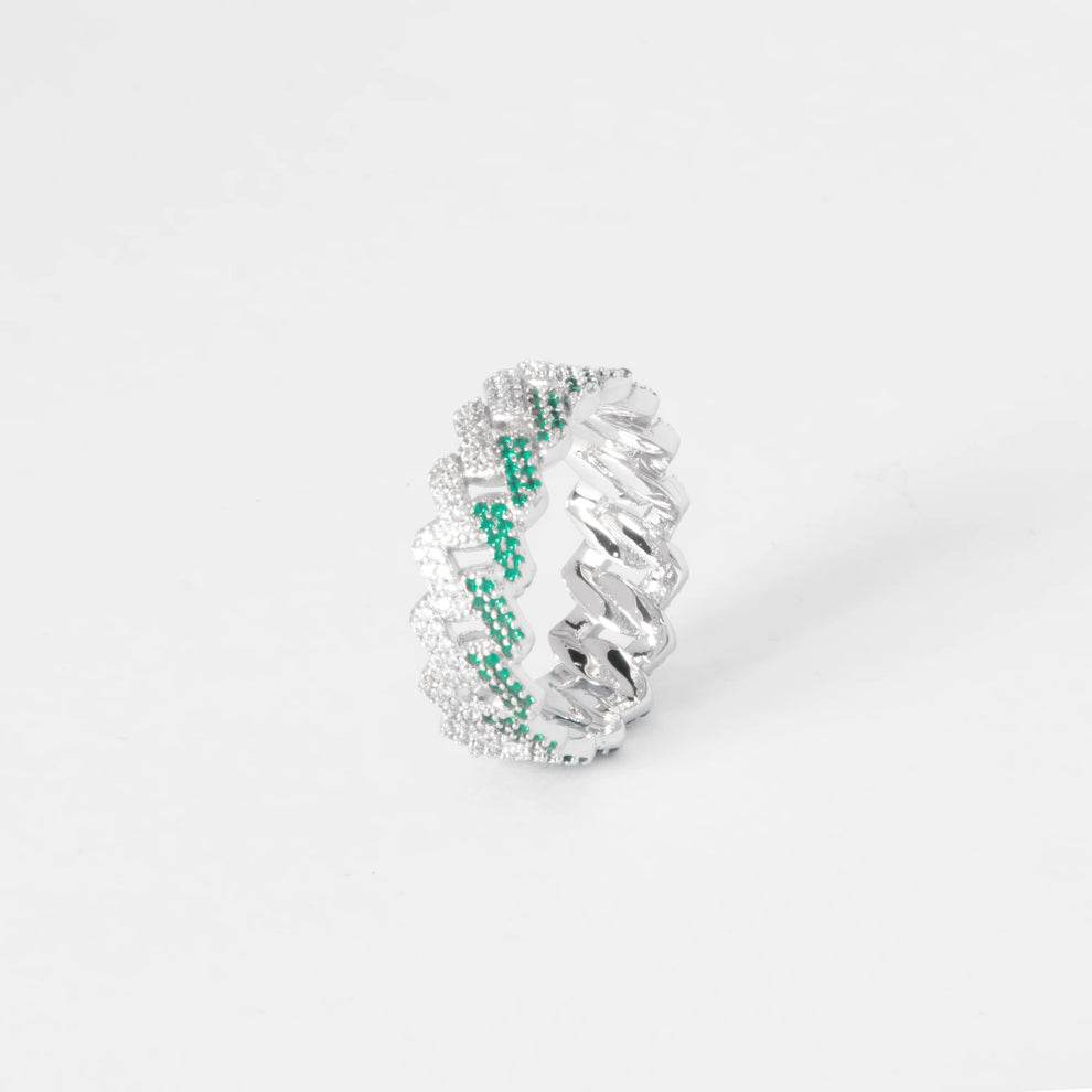 Iced Prong Ring- Green - ProjektStreet®