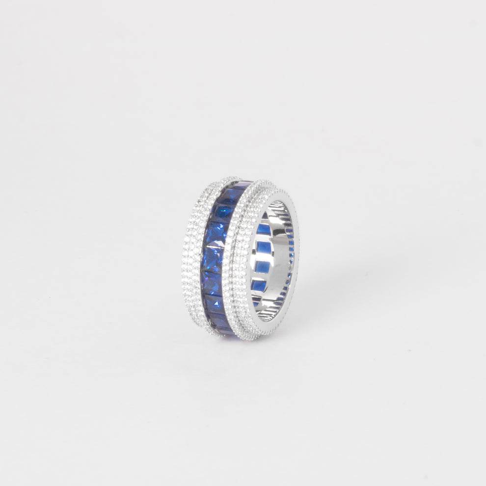 Iced Sapphire Row Ring - ProjektStreet®