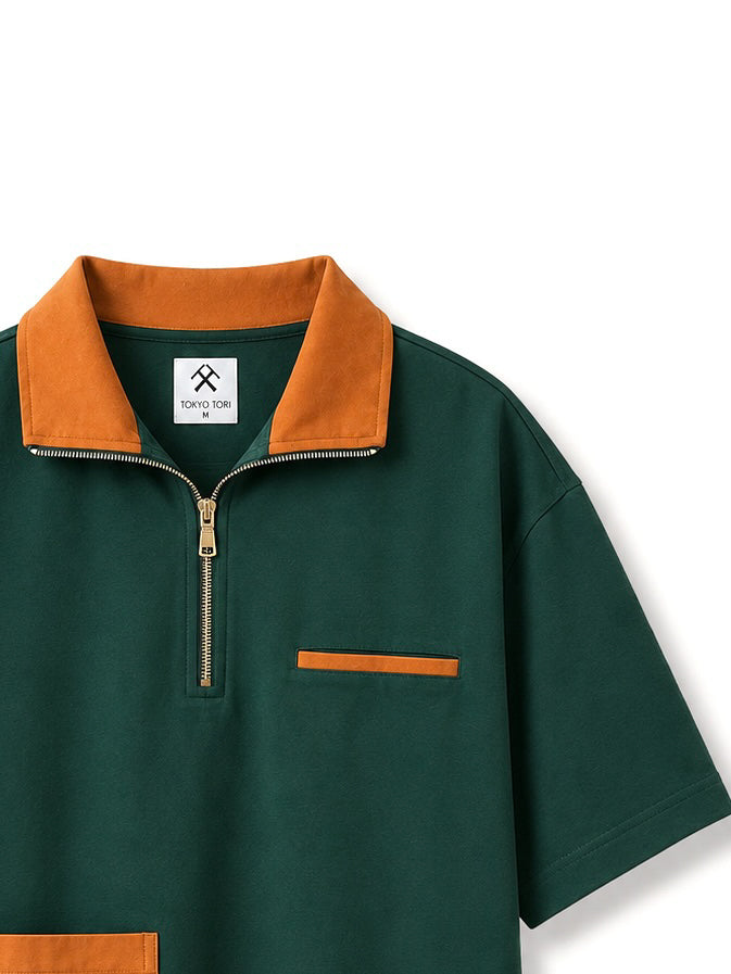 Zipper Oversized Polo T-shirt