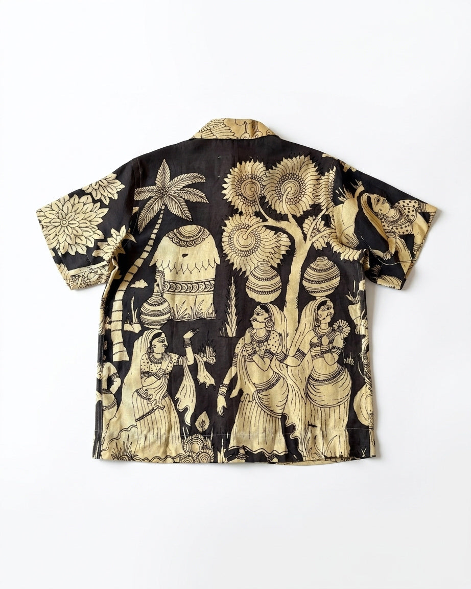 Kalamkari Hand Paint Shirt- Black