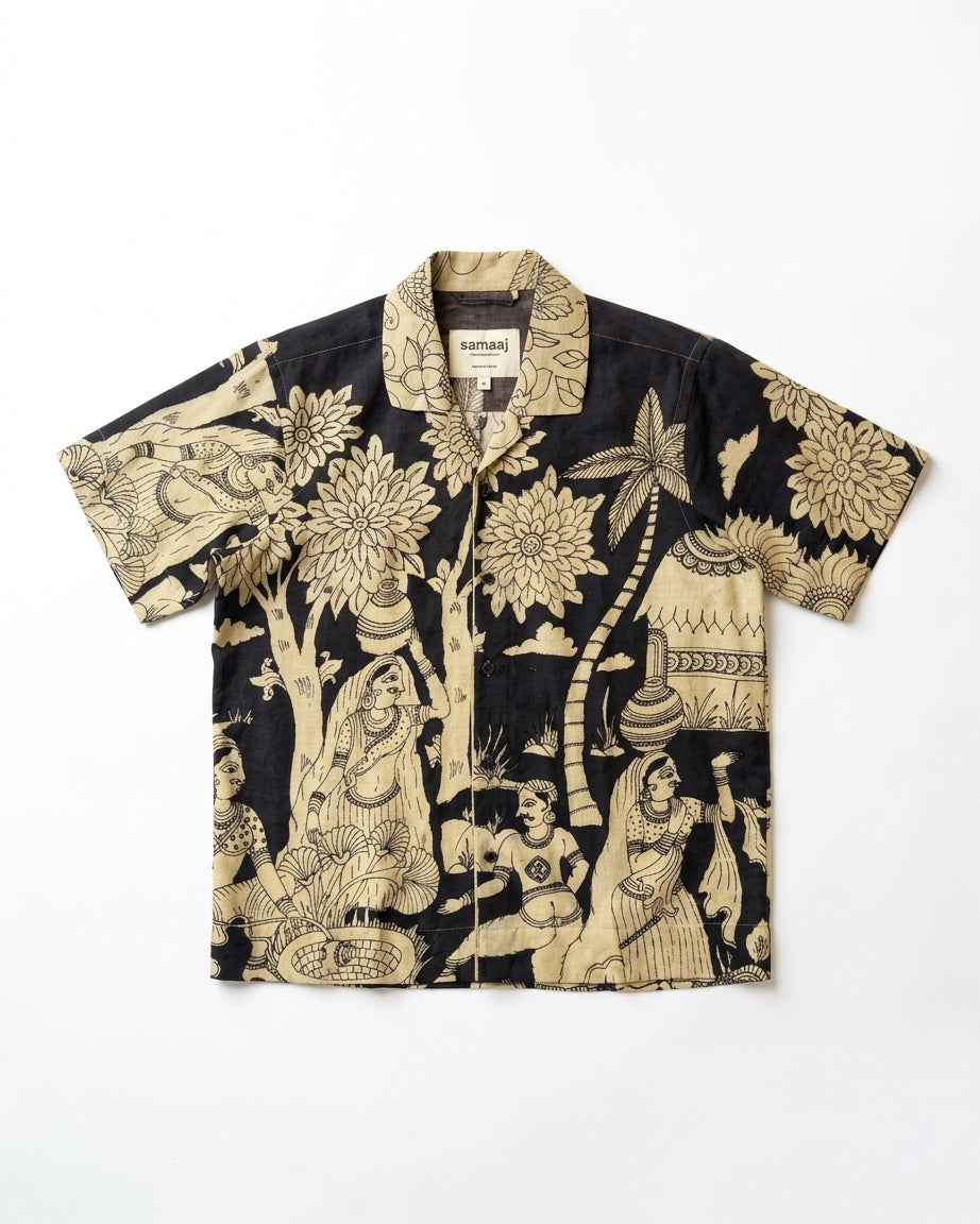 Kalamkari Hand Paint Shirt- Black