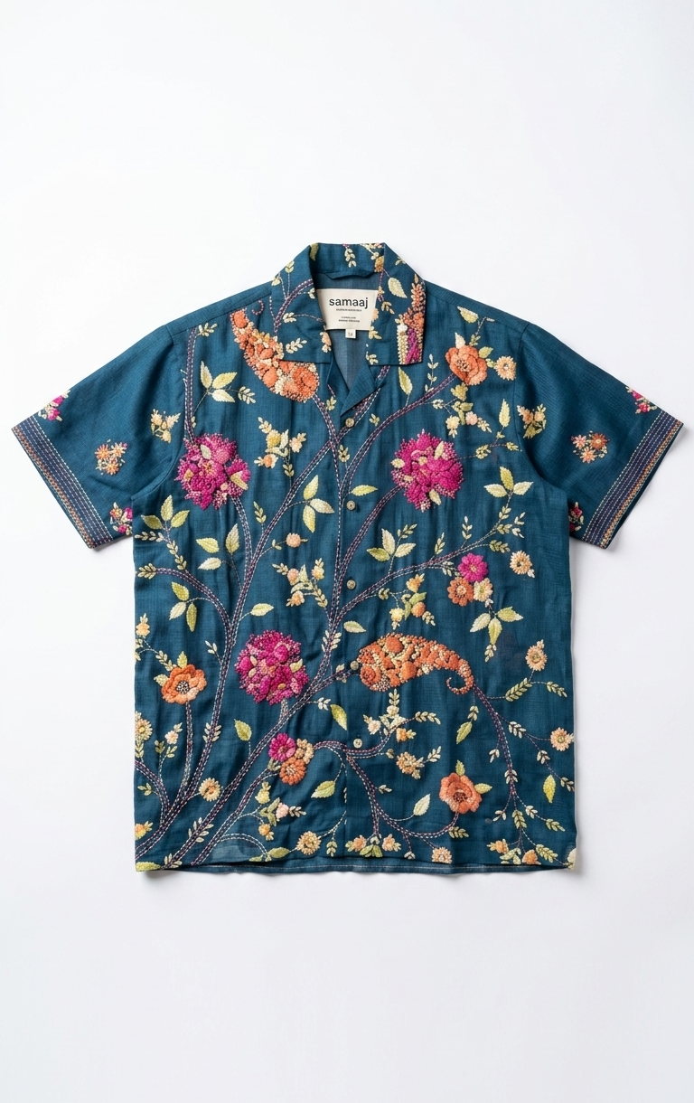 Floral patterned shirt on a white background