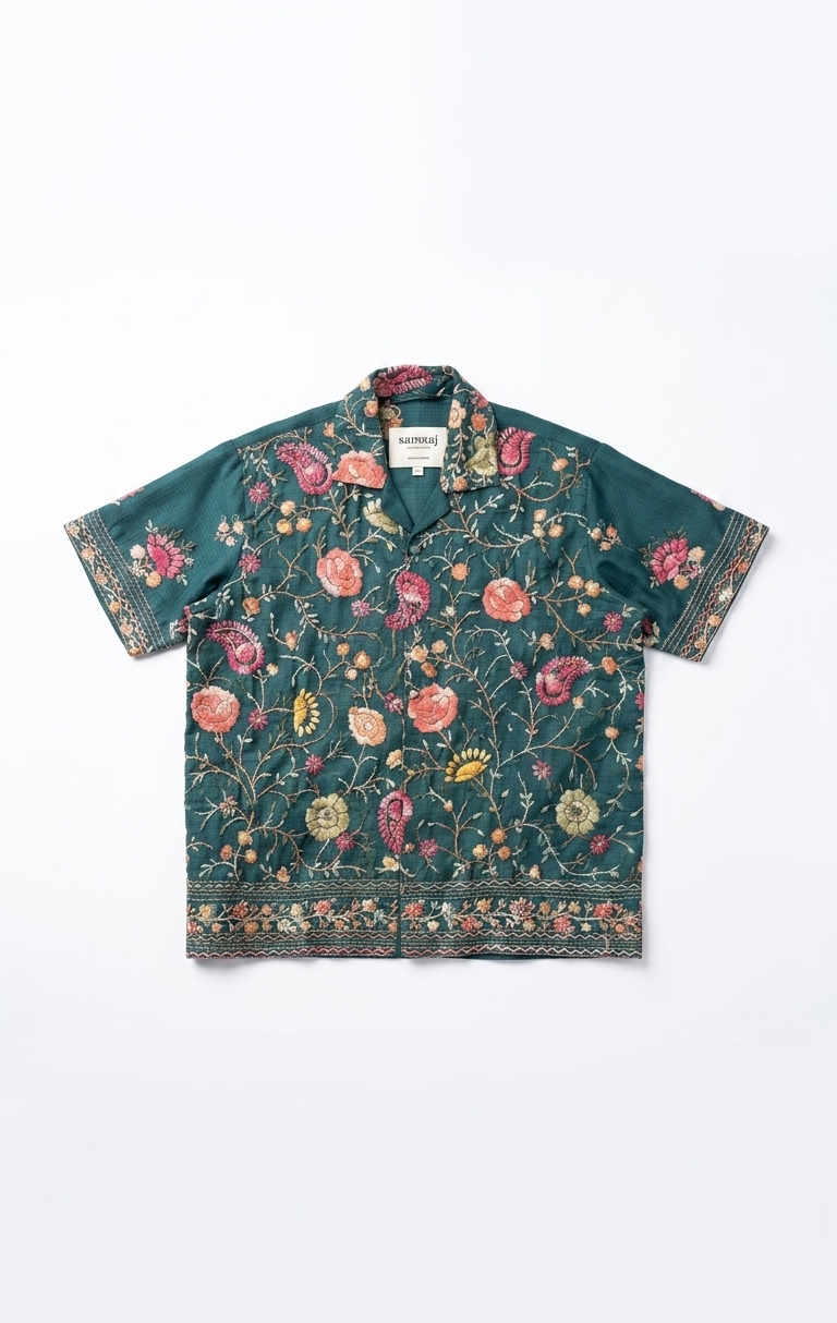 Floral patterned shirt on a white background