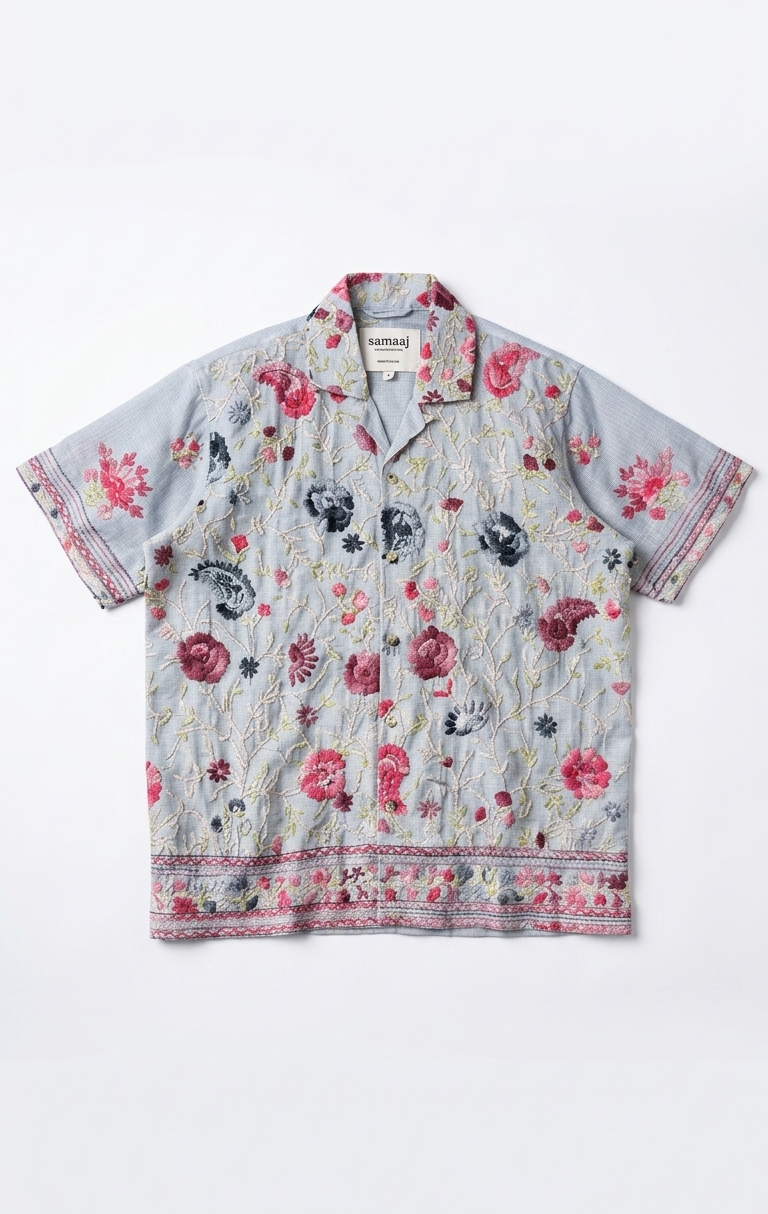 Floral patterned shirt on a white background