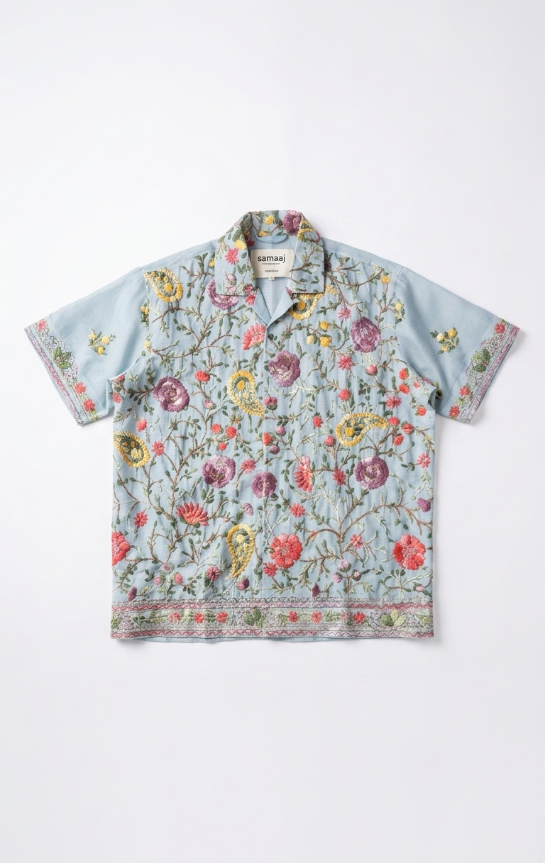 Floral patterned shirt on a white background