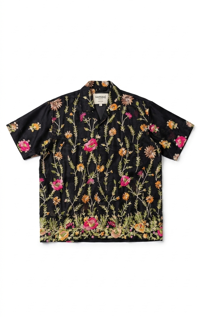 Floral patterned shirt on a white background