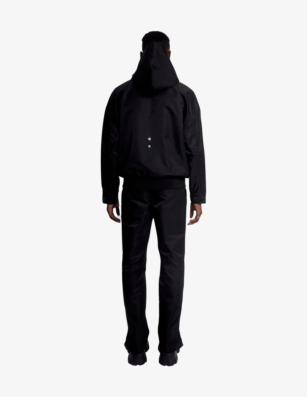 GRS Nylon Tech Hoodie- Sleek Black - ProjektStreet®