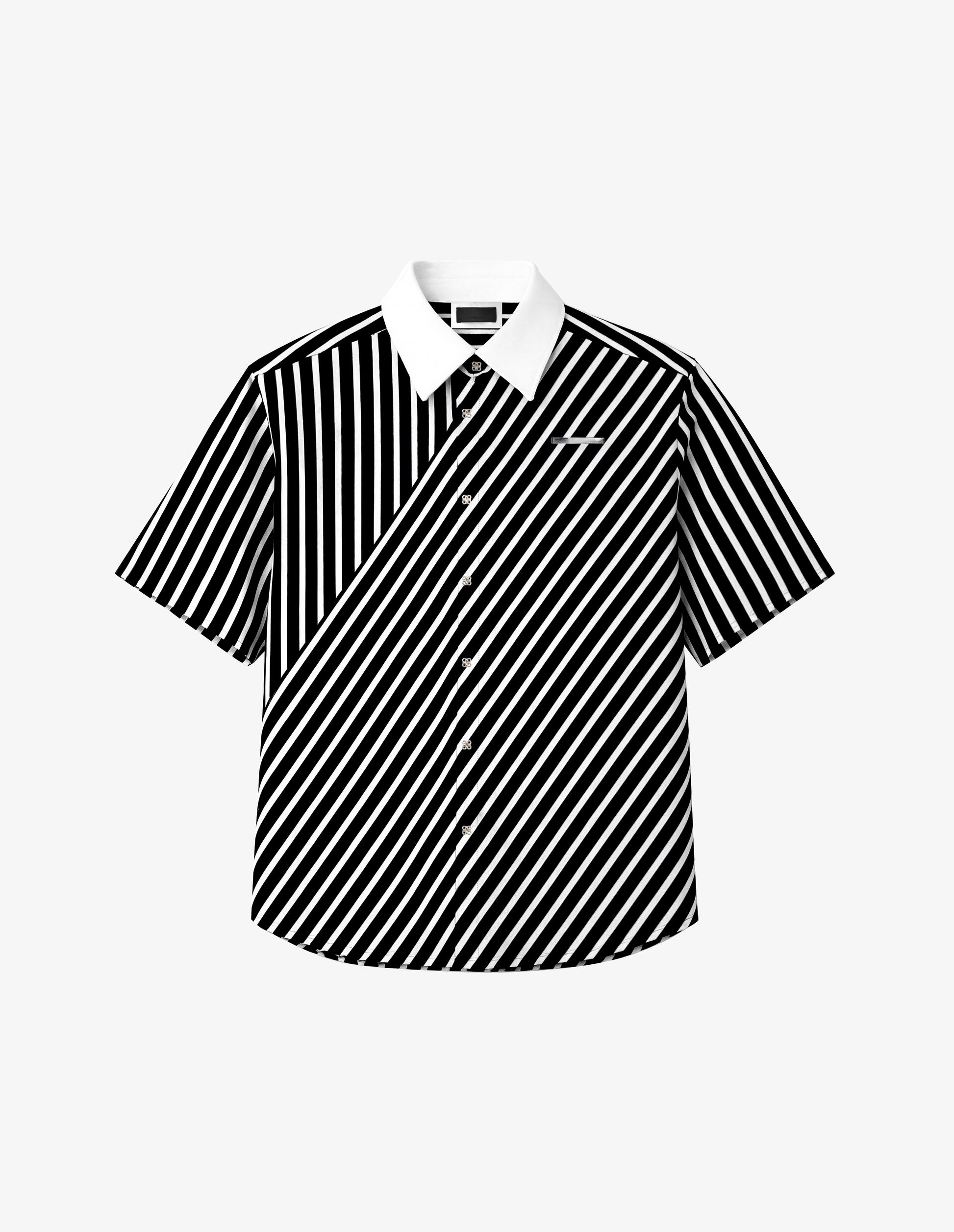 Asymm Stripe Short Sleeve Shirt