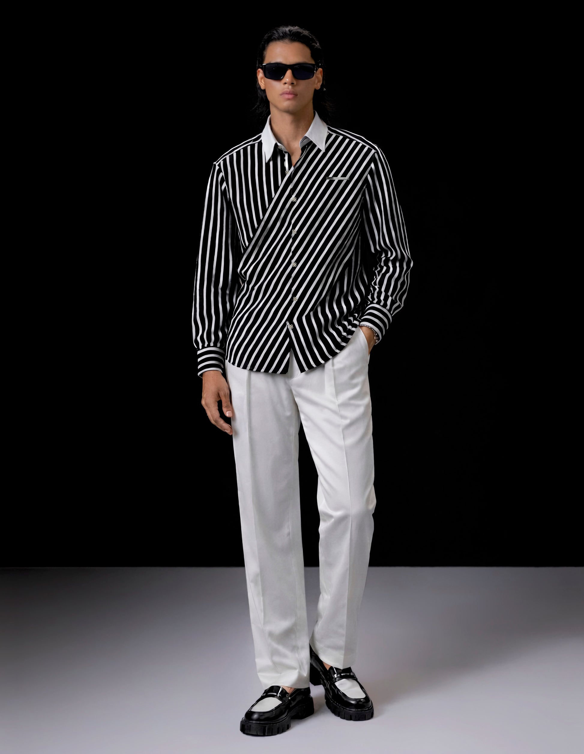 Asymm Stripe Overshirt
