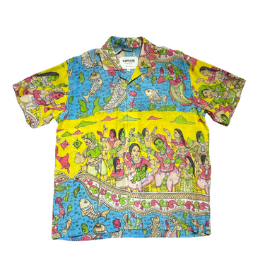 Blue Yellow Hand Painted Shirt