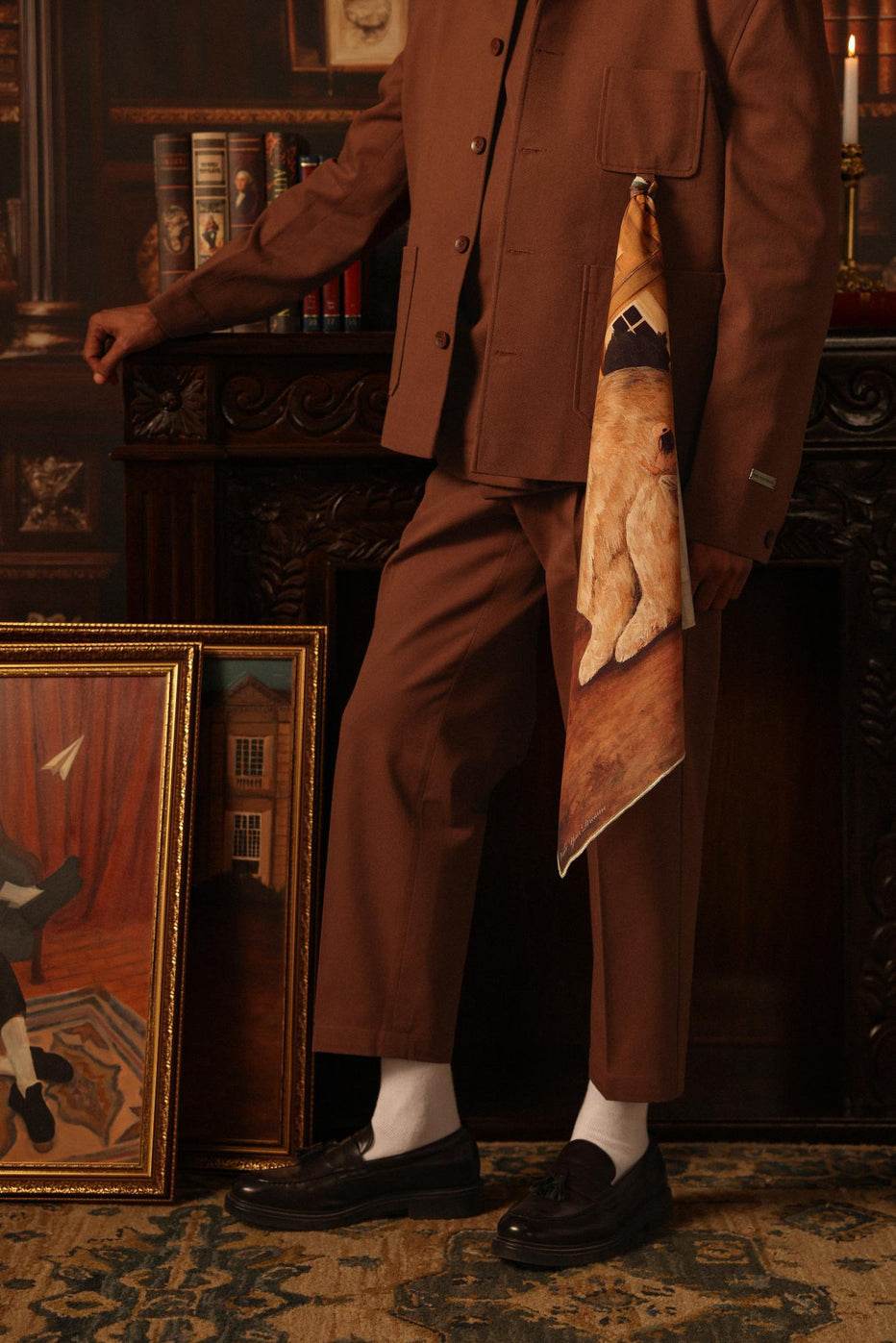 Double Pleated Trousers- Brown - ProjektStreet®