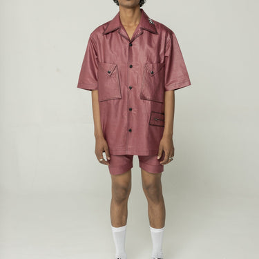 Crimson Red Silk Shirt