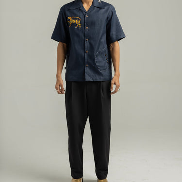 Royal Blue Ari Handwork Linen Shirt