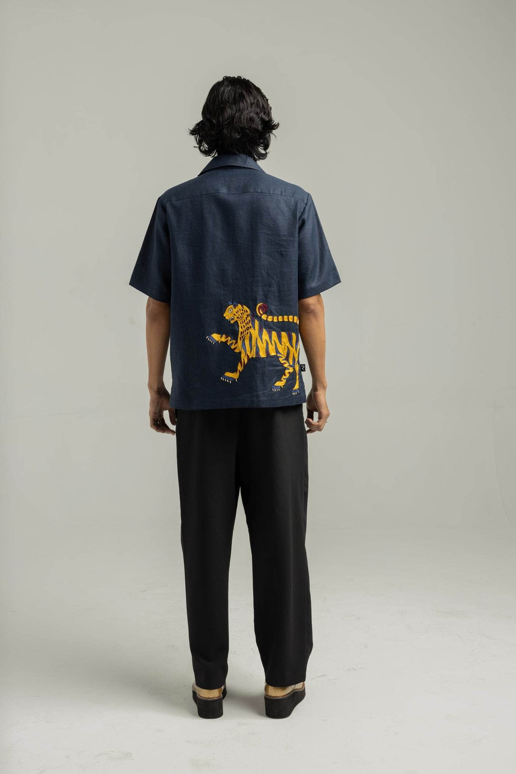 Royal Blue Ari Handwork Linen Shirt - ProjektStreet®