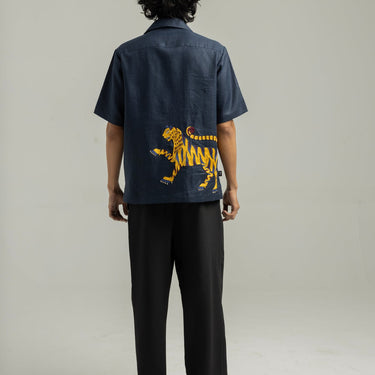 Royal Blue Ari Handwork Linen Shirt
