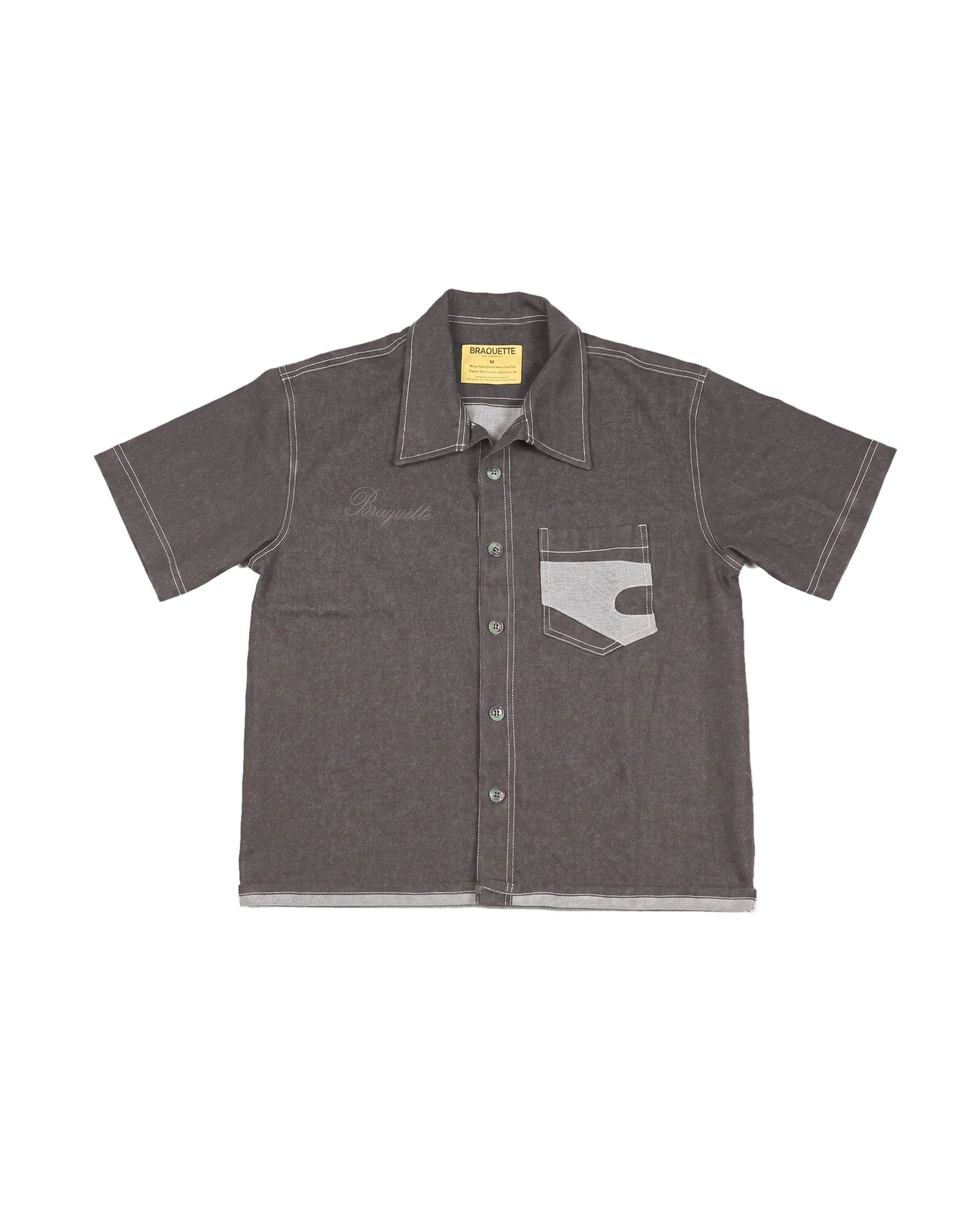 Cut Line Patch Denim Shirt
