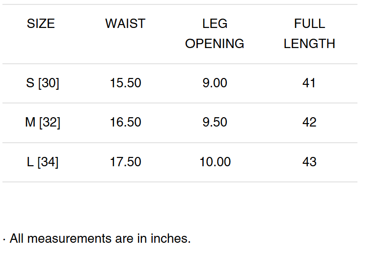 Size Chart
