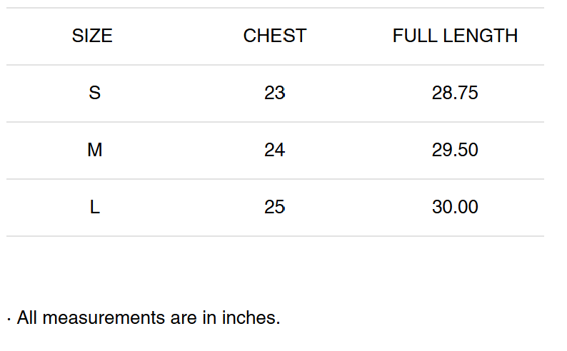 Size Chart