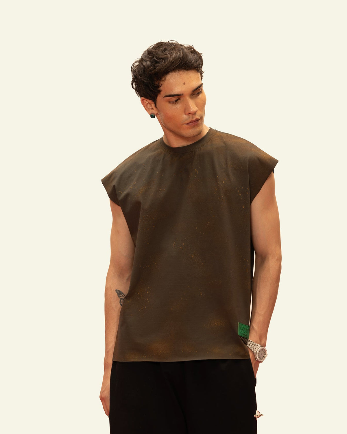 Olive Diamond Script Tank